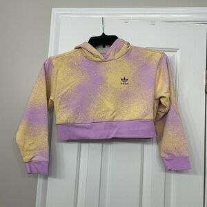 Adidas Tie Dye All Over Print Cropped Sweater Womens S Pink Yellow